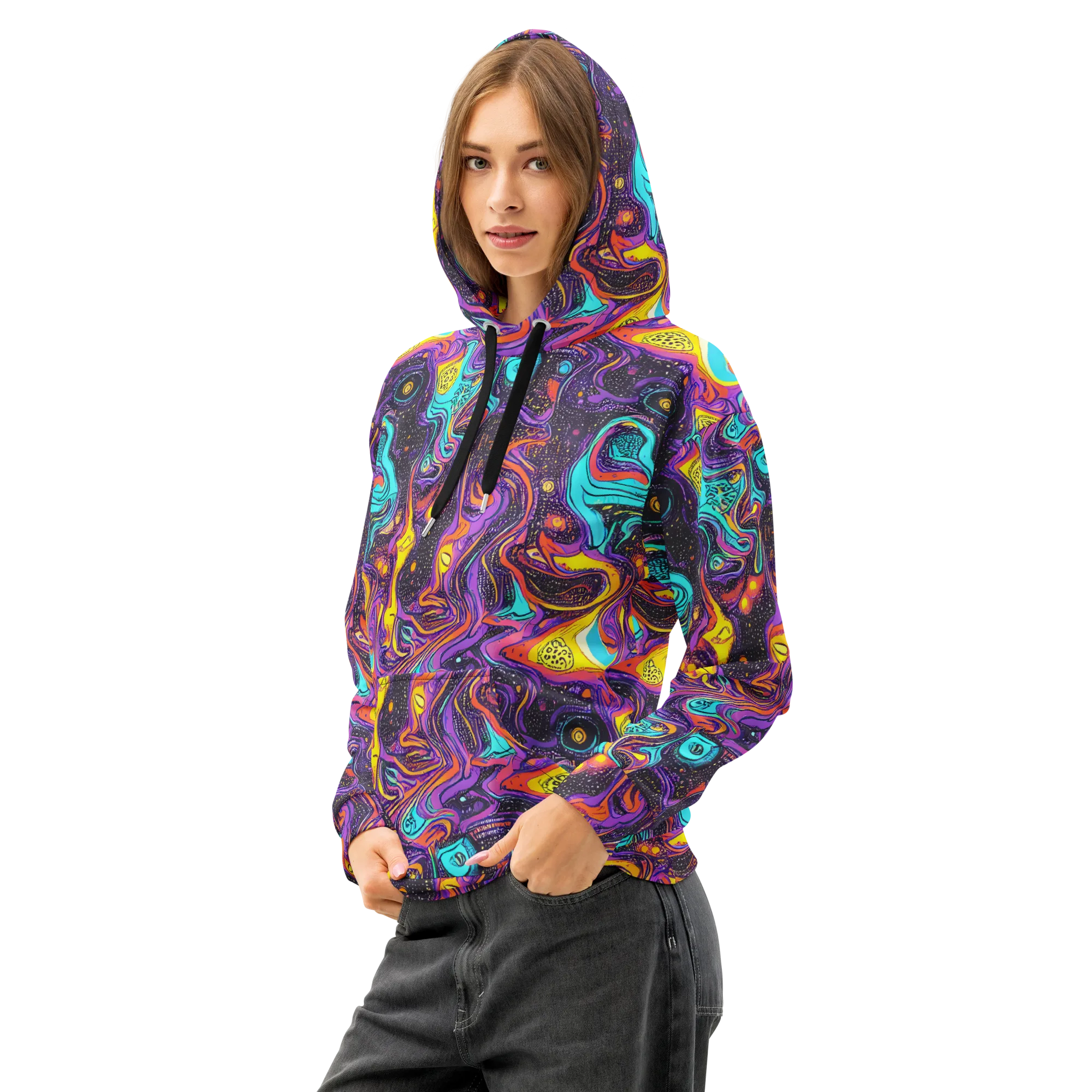 Hutty Nebula on Cotton Hoodie — Left Front