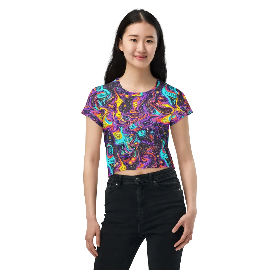 Hutty Nebula on Crop Tee — Front