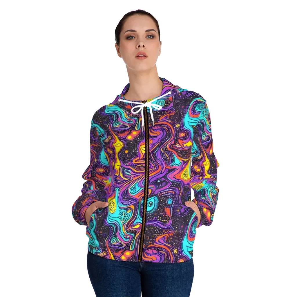 Hutty Nebula on Women's Full-Zip Hoodie — Front On Person