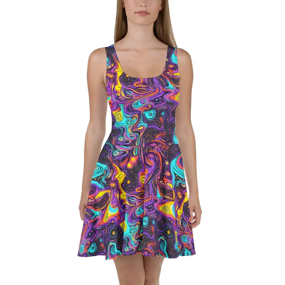 Hutty Nebula on Skater Dress — Front