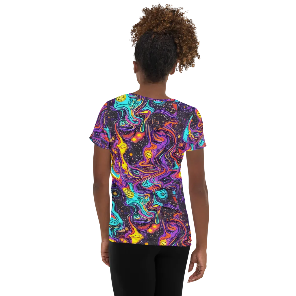 Hutty Nebula on Women's Athletic T-Shirt — Back
