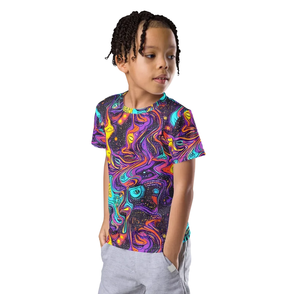 Hutty Nebula on Kids Crew Neck T-Shirt — Left Front