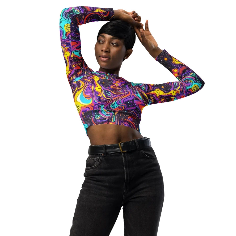 Hutty Nebula on Long Sleeve Crop Top — Front