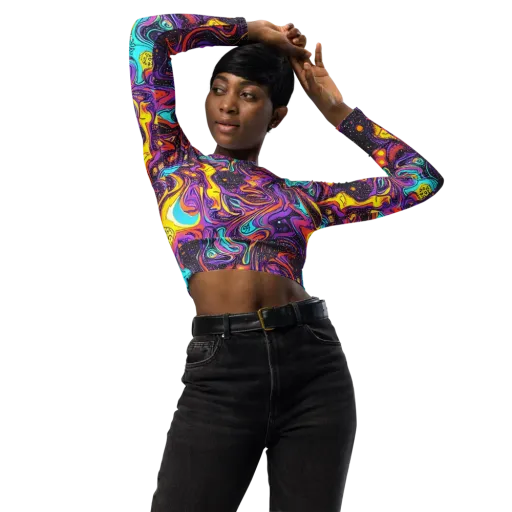Hutty Nebula on a Long Sleeve Crop Top
