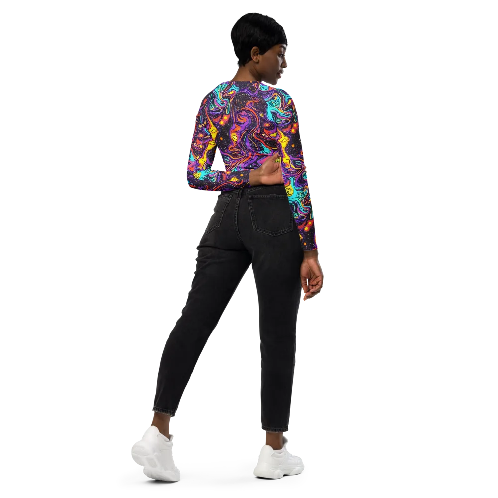 Hutty Nebula on Long Sleeve Crop Top — Right Back