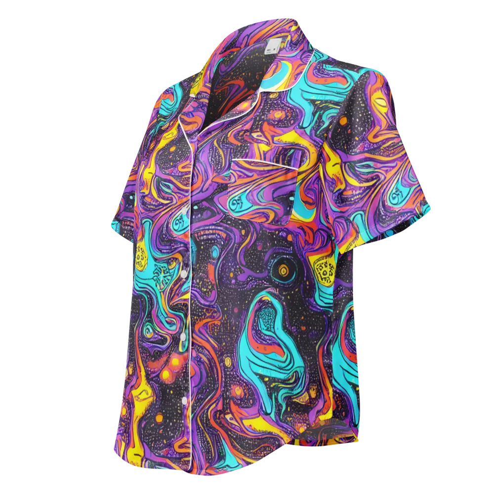 Hutty Nebula on Women's Short Sleeve Pajama Top — Left Front