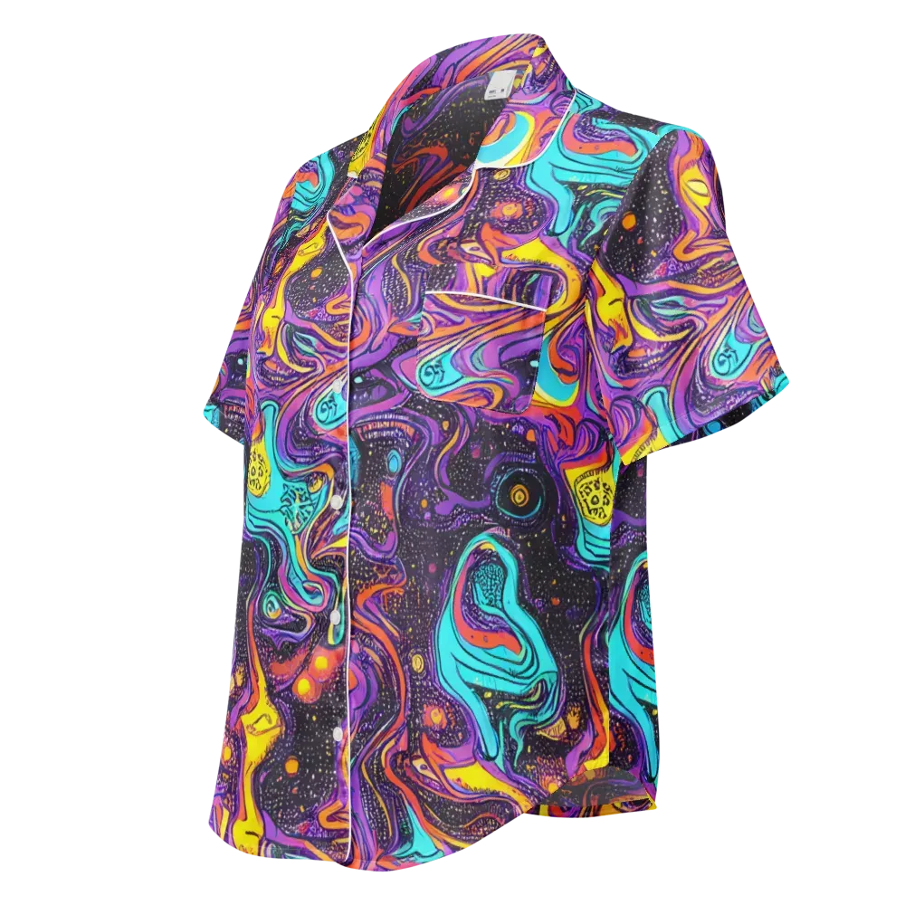 Hutty Nebula on Women's Short Sleeve Pajama Top — Left Front