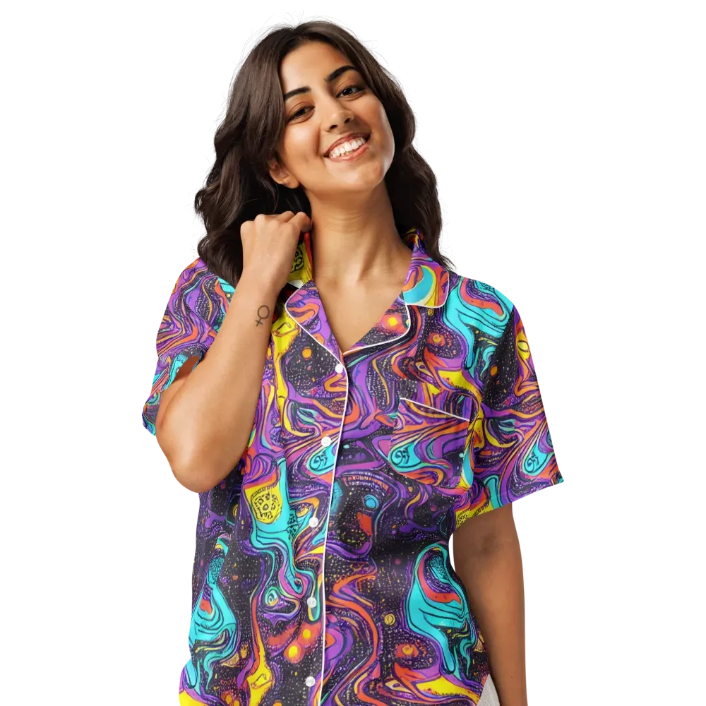 Hutty Nebula on Women's Short Sleeve Pajama Top — Front