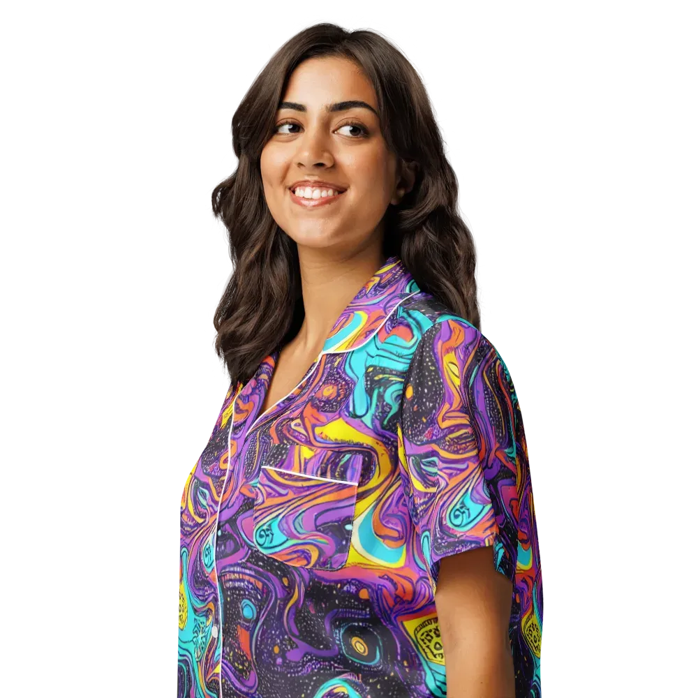 Hutty Nebula on Women's Short Sleeve Pajama Top — Left Front