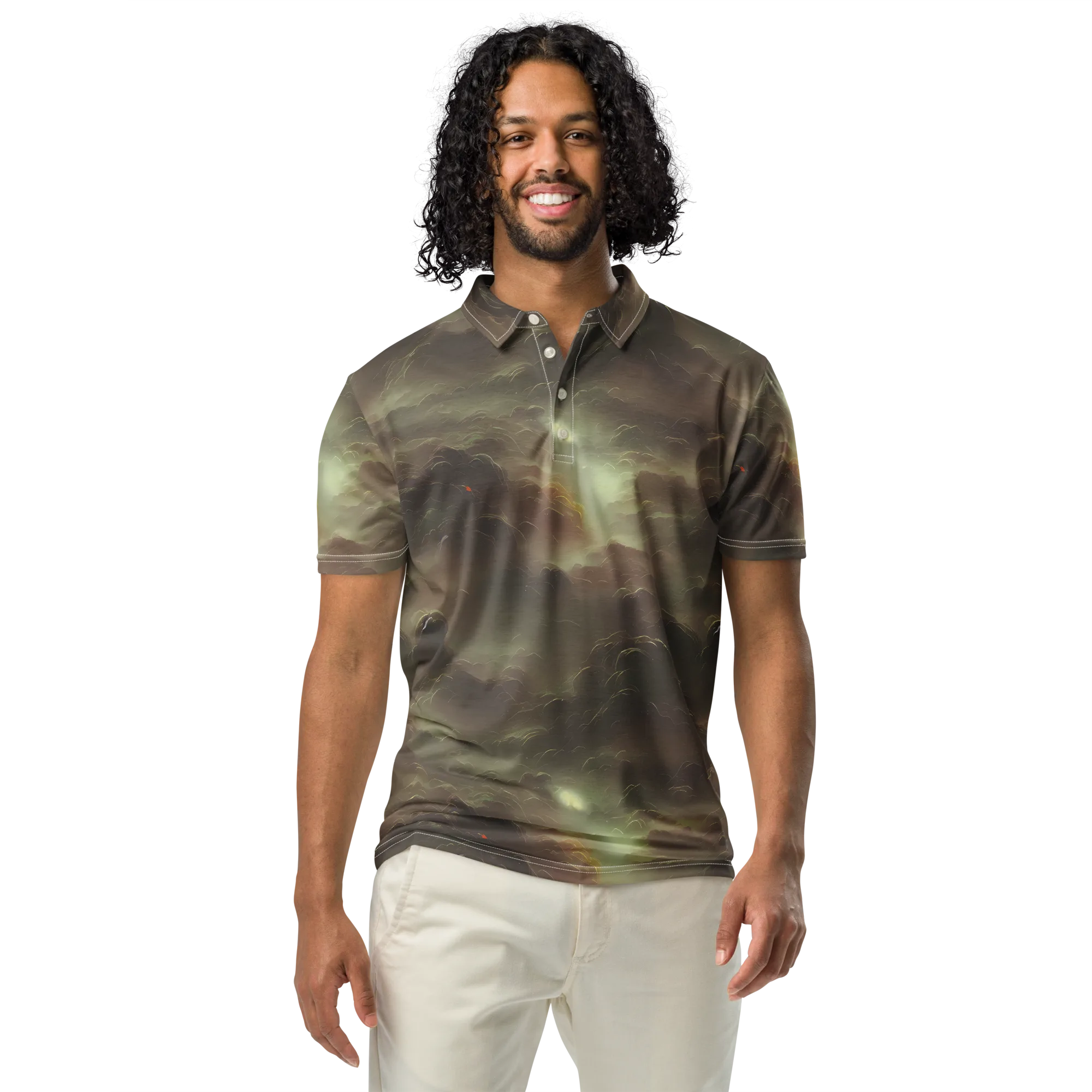 Celestial Dreamscape on Men's Slim Fit Polo Shirt — Front