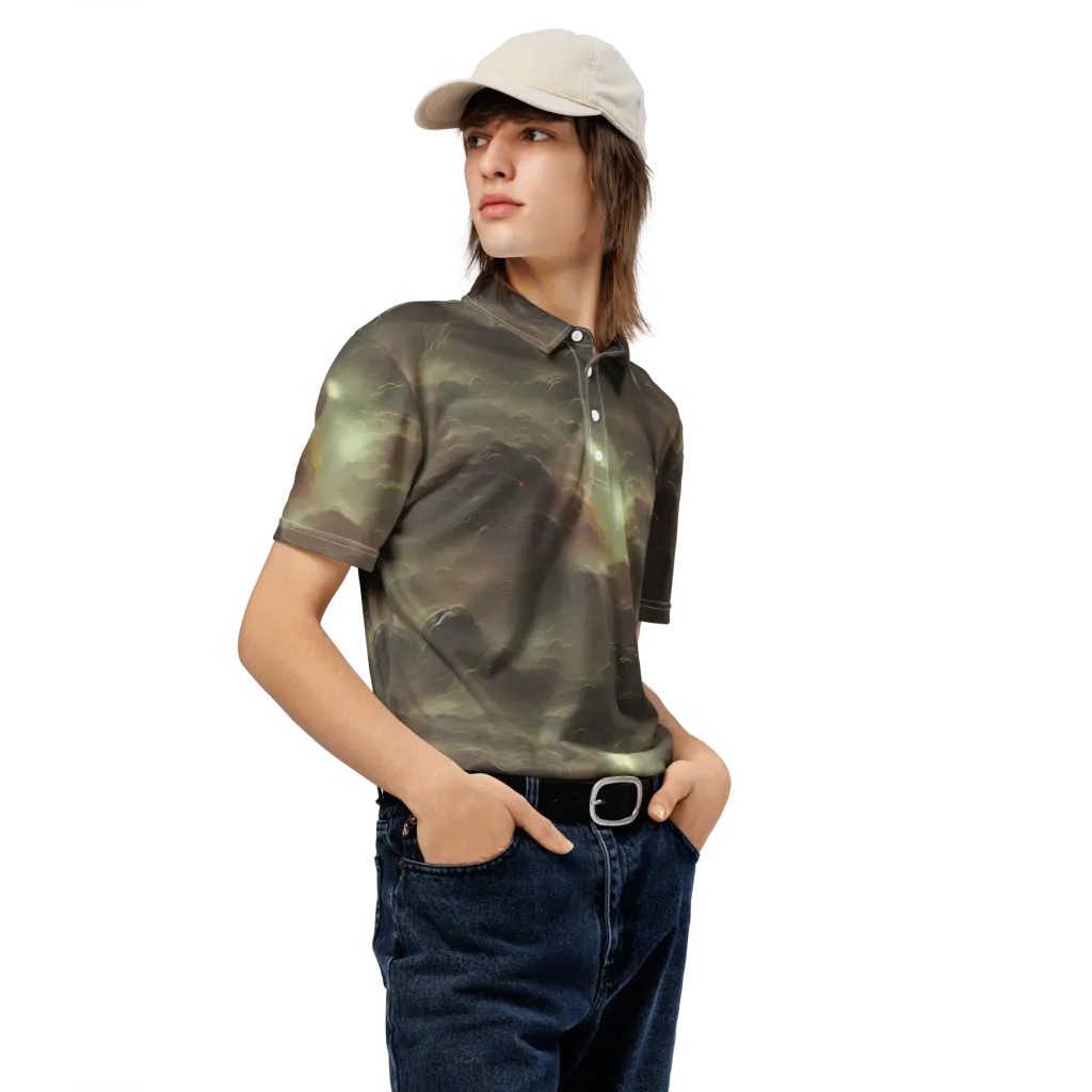 Celestial Dreamscape on Men's Slim Fit Polo Shirt — Right Front