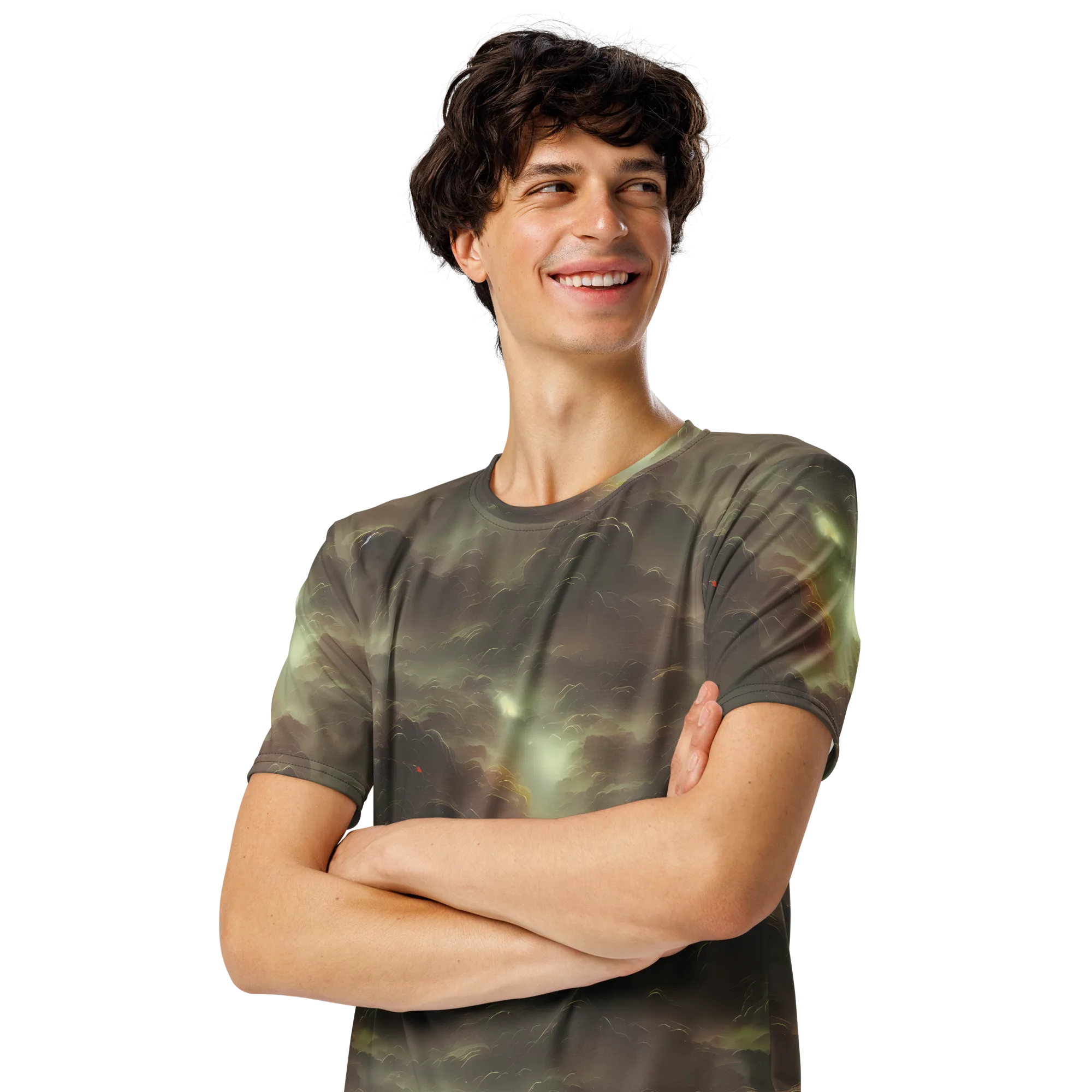 Celestial Dreamscape on Men's Crew Neck T-Shirt — Left Front