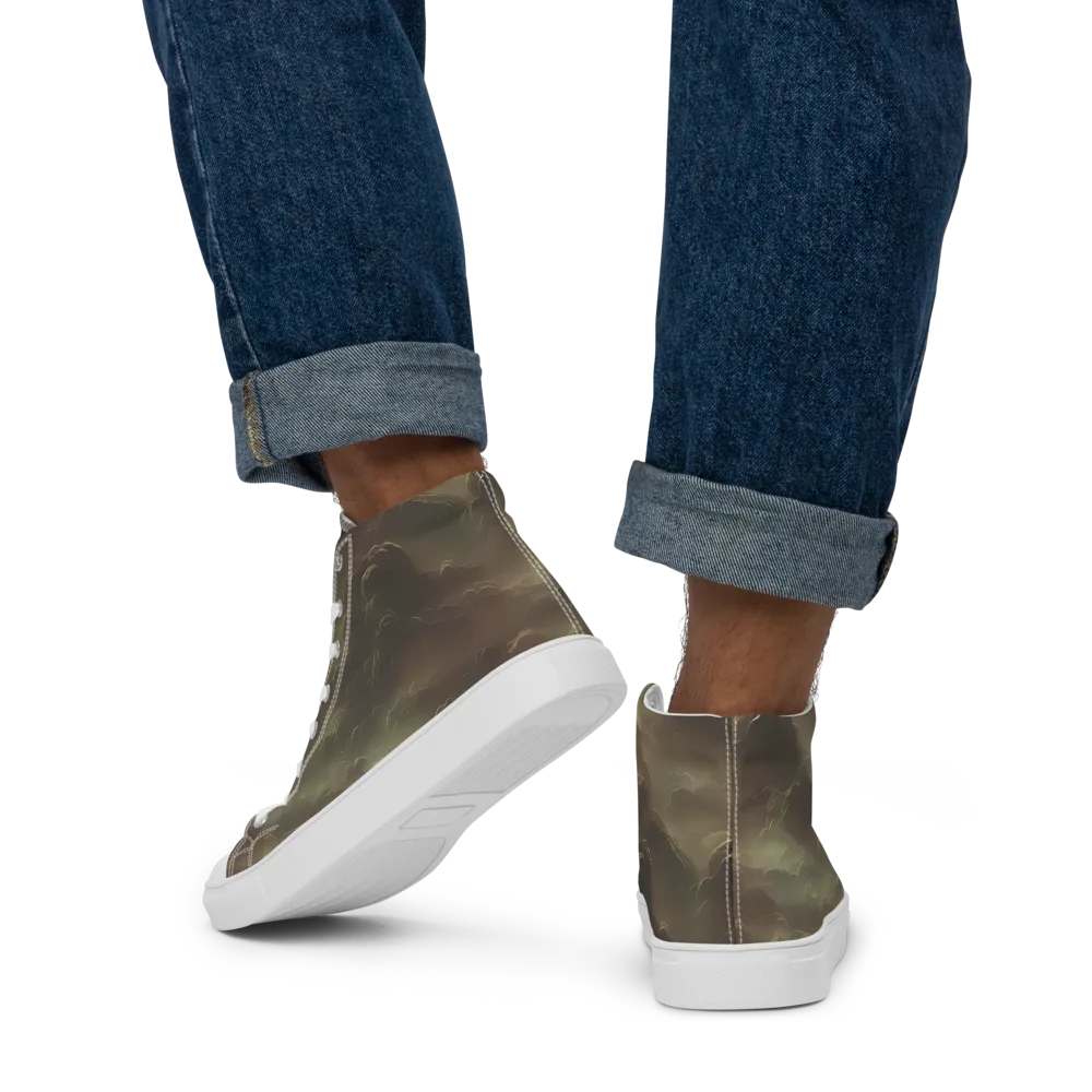 Celestial Dreamscape on Men's High Top Canvas Shoes — Back
