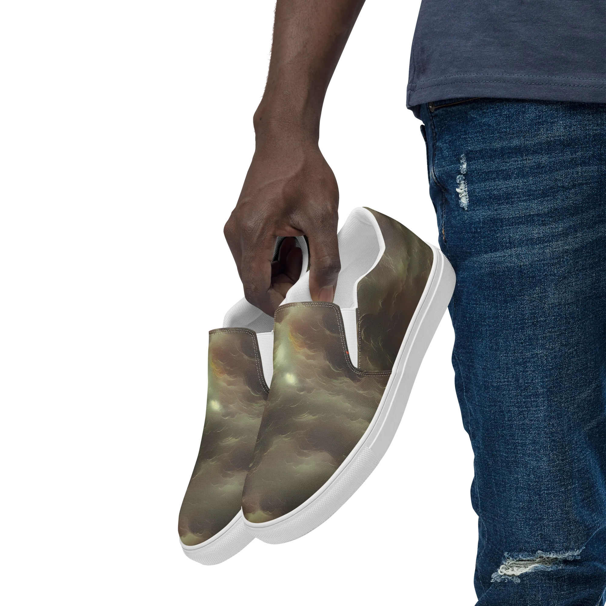 Celestial Dreamscape on Men's Slip-On Canvas Shoes — Left Front