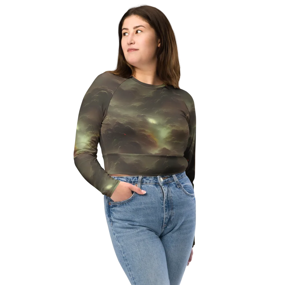 Celestial Dreamscape on Long Sleeve Crop Top — Front
