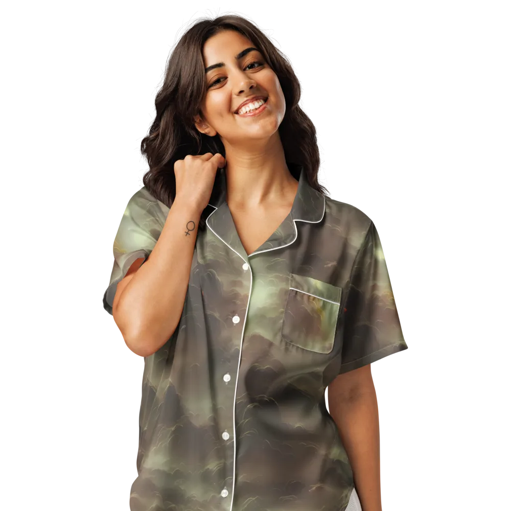 Celestial Dreamscape on Women's Short Sleeve Pajama Top — Front