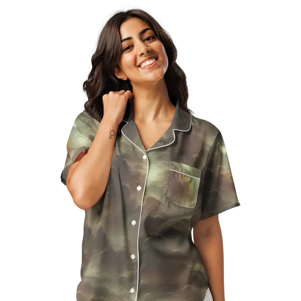 Celestial Dreamscape on Women's Short Sleeve Pajama Top — Front