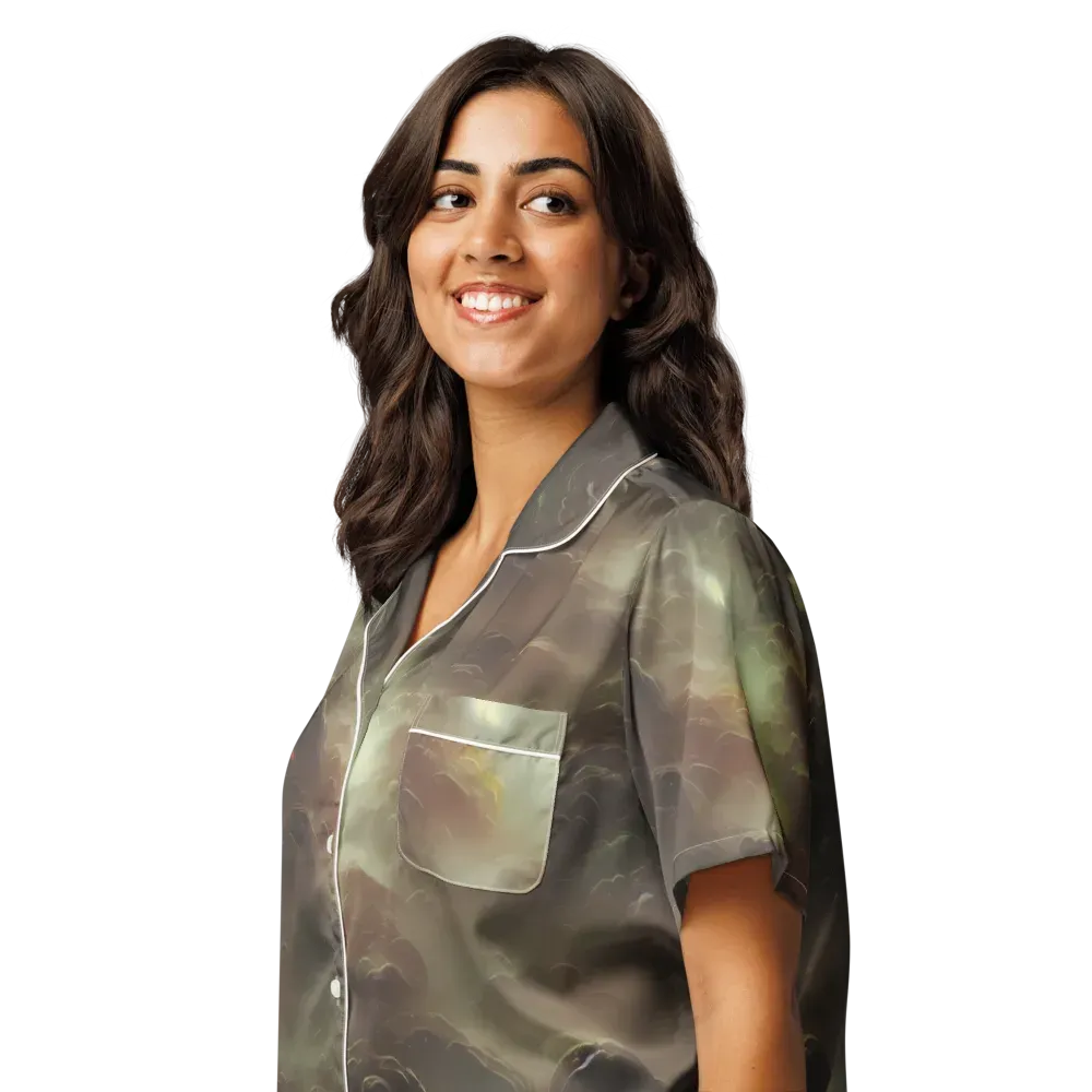 Celestial Dreamscape on Women's Short Sleeve Pajama Top — Left Front