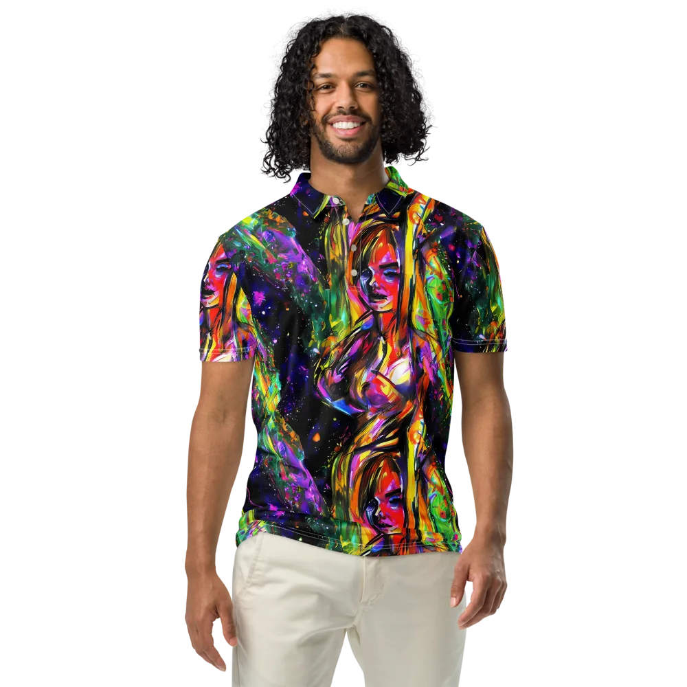 Galactic Flamenco on Men's Slim Fit Polo Shirt — Front