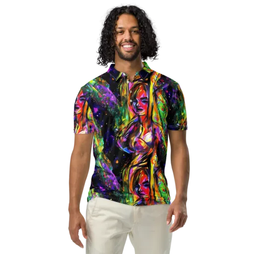 Galactic Flamenco on a Men's Slim Fit Polo Shirt