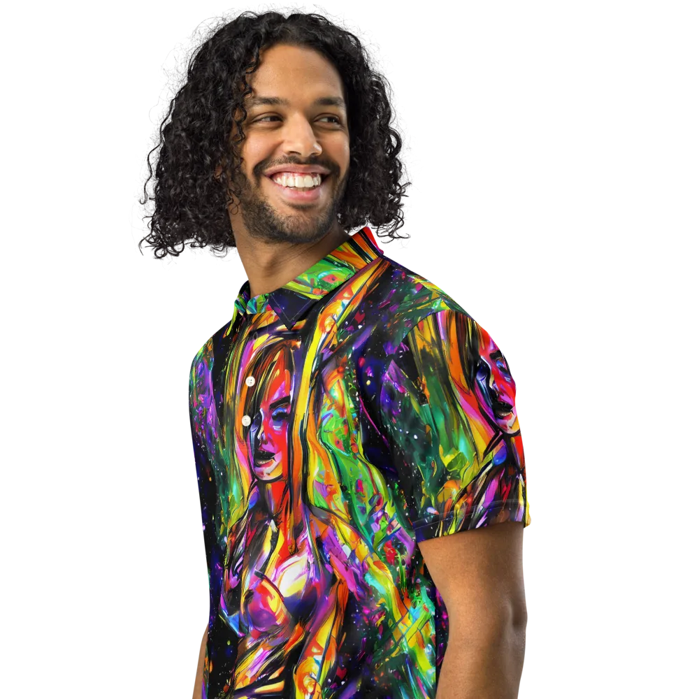 Galactic Flamenco on Men's Slim Fit Polo Shirt — Left Front