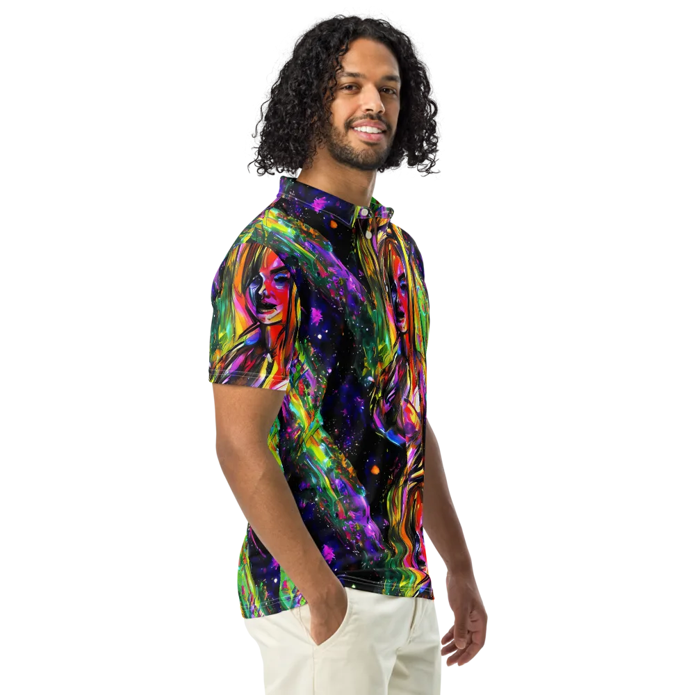 Galactic Flamenco on Men's Slim Fit Polo Shirt — Right Front