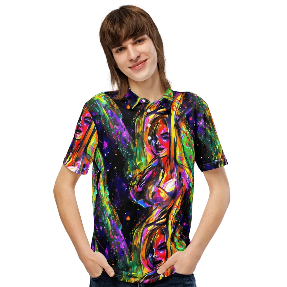 Galactic Flamenco on Men's Slim Fit Polo Shirt — Front