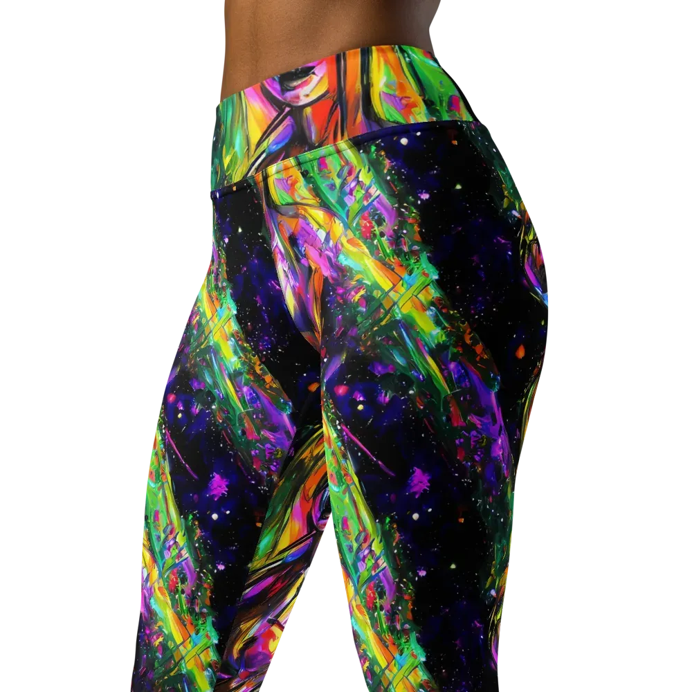 Galactic Flamenco on Yoga Leggings — Left Front
