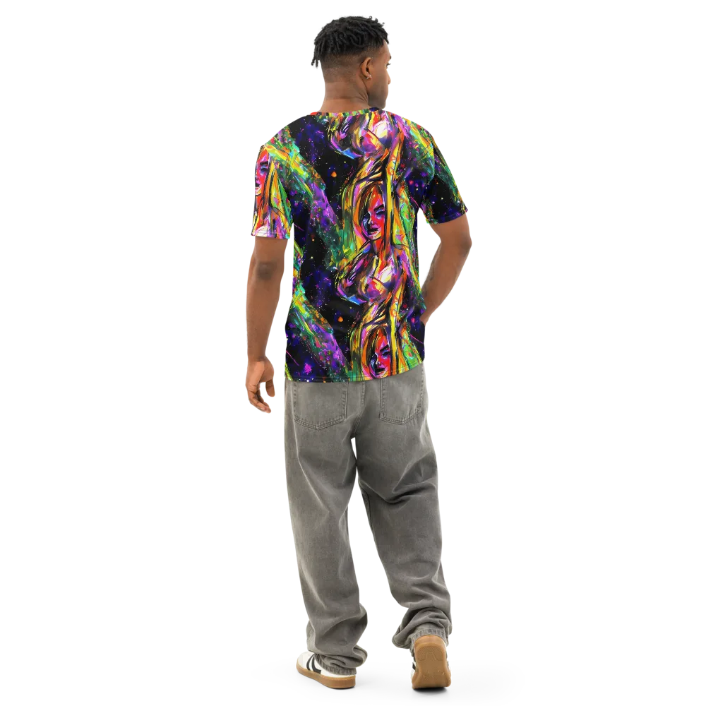 Galactic Flamenco on Men's Cotton Crew Neck T-Shirt — Back