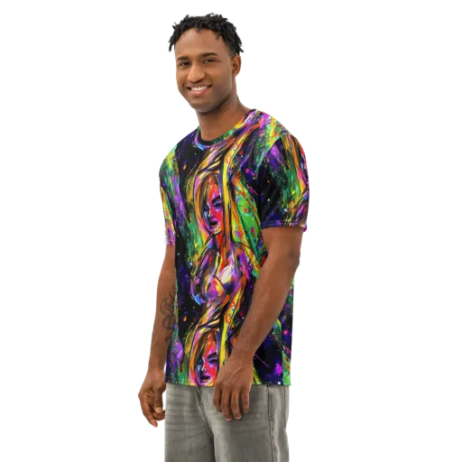Galactic Flamenco on a Men's Cotton Crew Neck T-Shirt