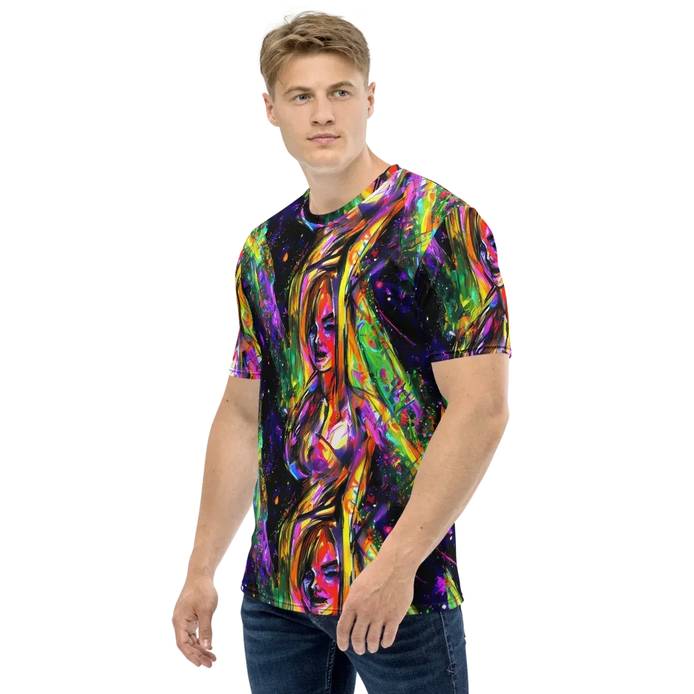 Galactic Flamenco on Men's Crew Neck T-Shirt — Left
