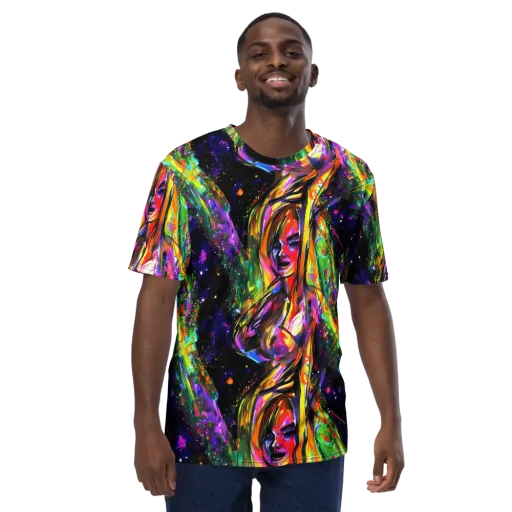Galactic Flamenco on a Men's Crew Neck T-Shirt