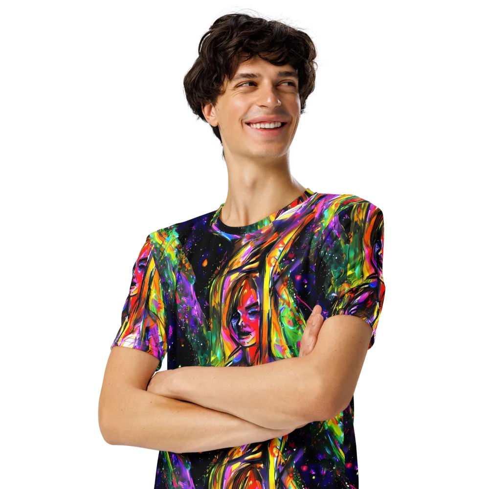 Galactic Flamenco on Men's Crew Neck T-Shirt — Left Front