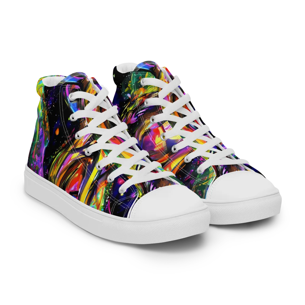 Galactic Flamenco on Men's High Top Canvas Shoes — Right Front