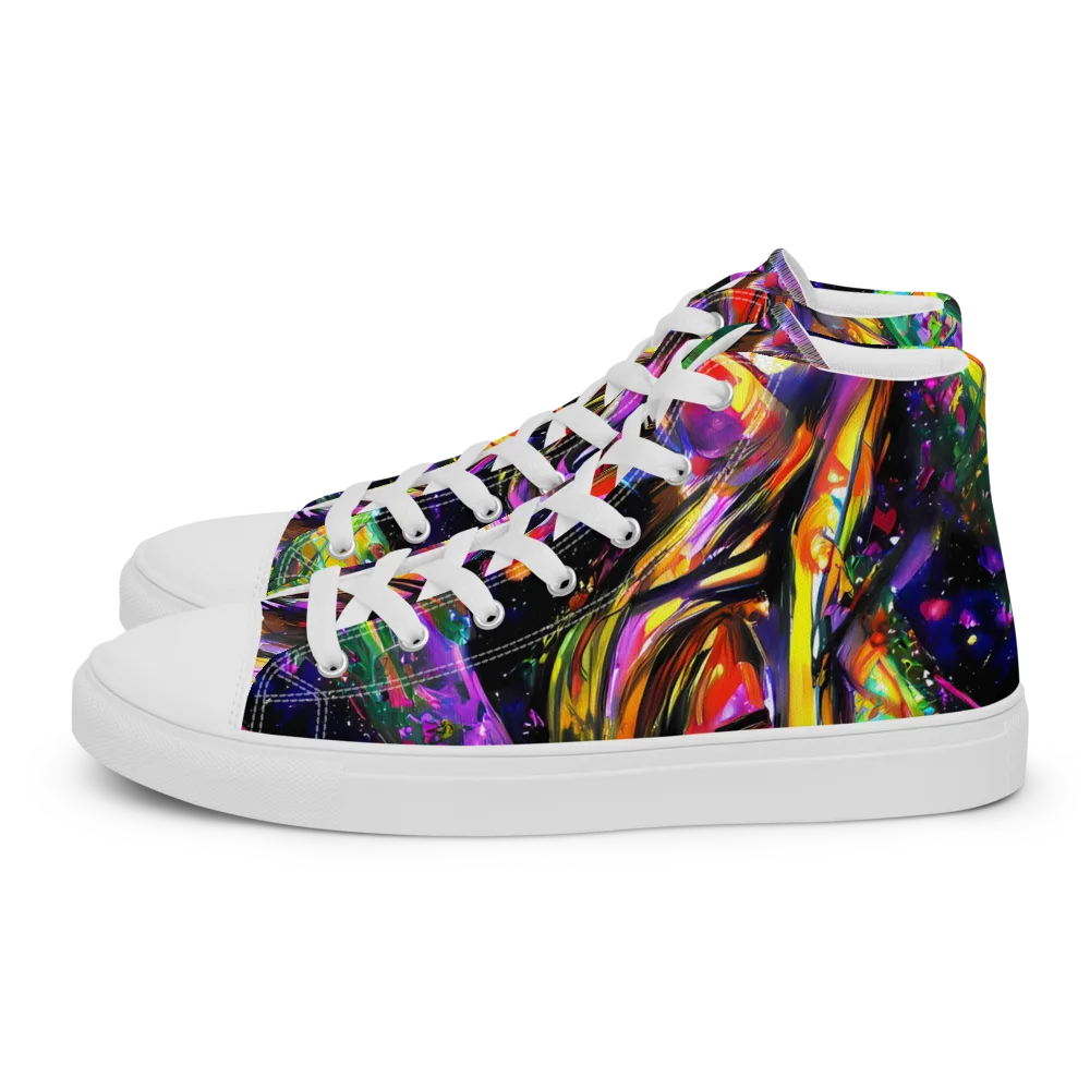 Galactic Flamenco on Men's High Top Canvas Shoes — Left