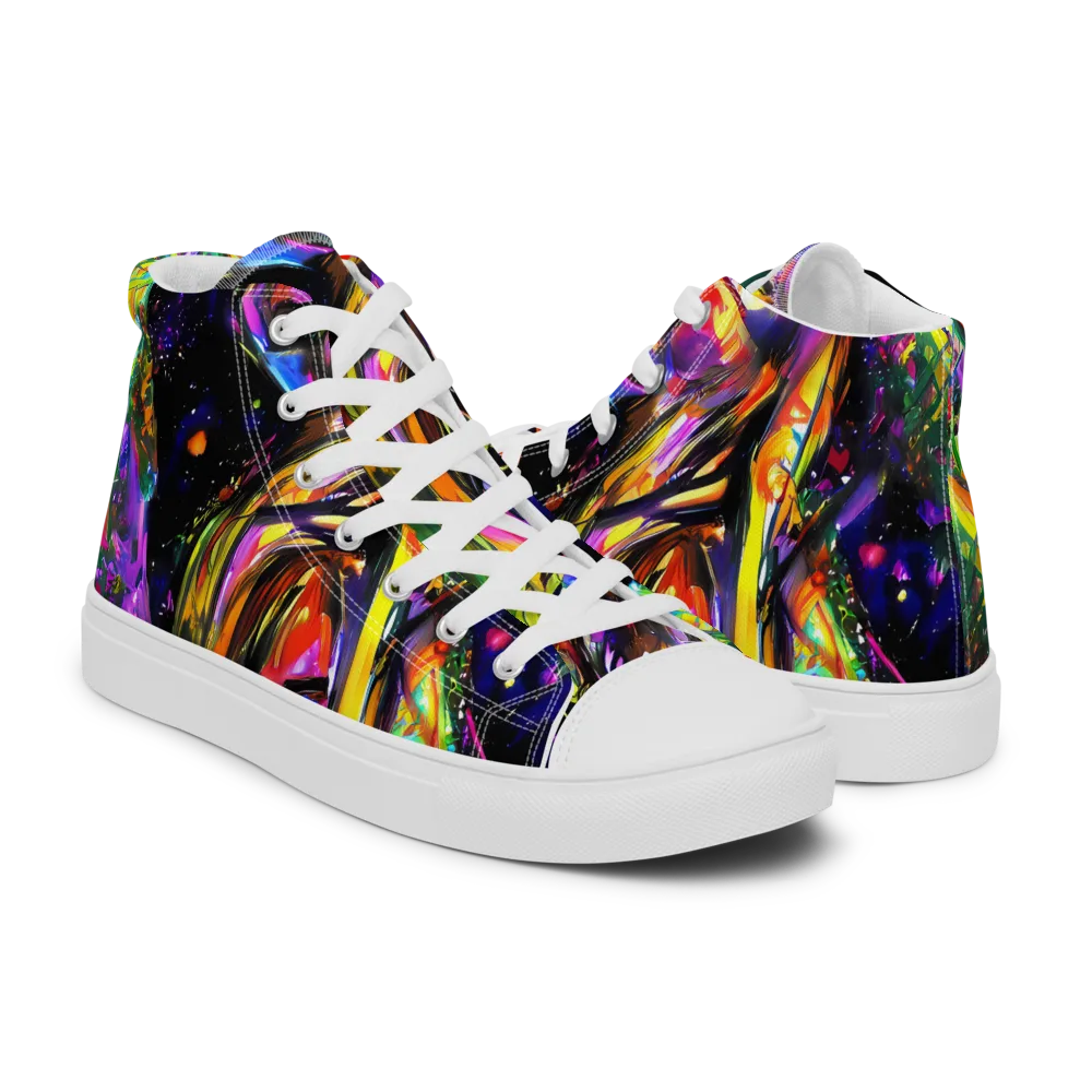 Galactic Flamenco on Men's High Top Canvas Shoes — Right