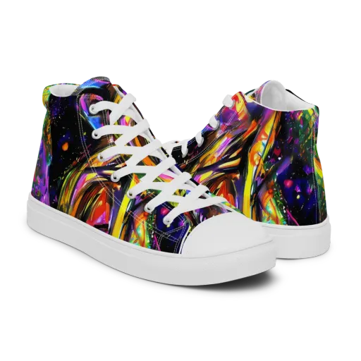 Galactic Flamenco on a Men's High Top Canvas Shoes