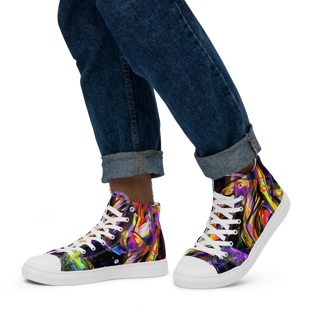 Galactic Flamenco on Men's High Top Canvas Shoes — Left
