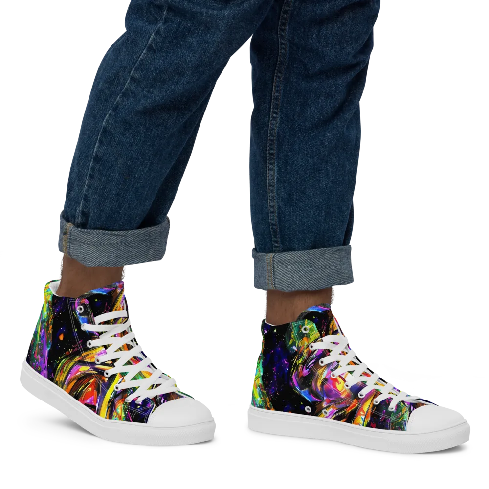 Galactic Flamenco on Men's High Top Canvas Shoes — Right