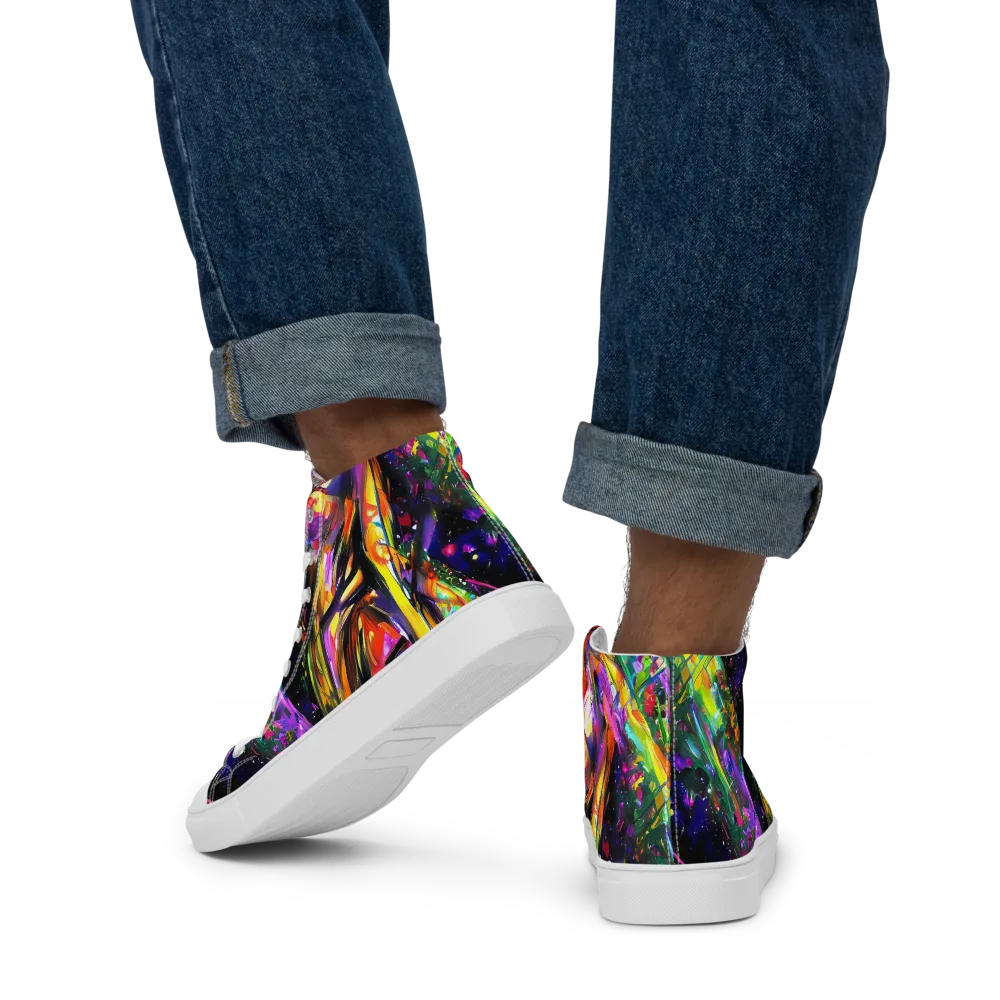 Galactic Flamenco on Men's High Top Canvas Shoes — Back