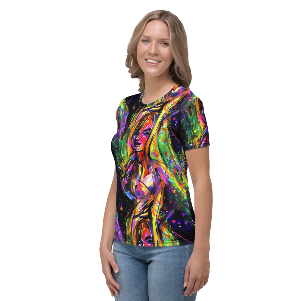 Galactic Flamenco on Women's Crew Neck T-Shirt — Left