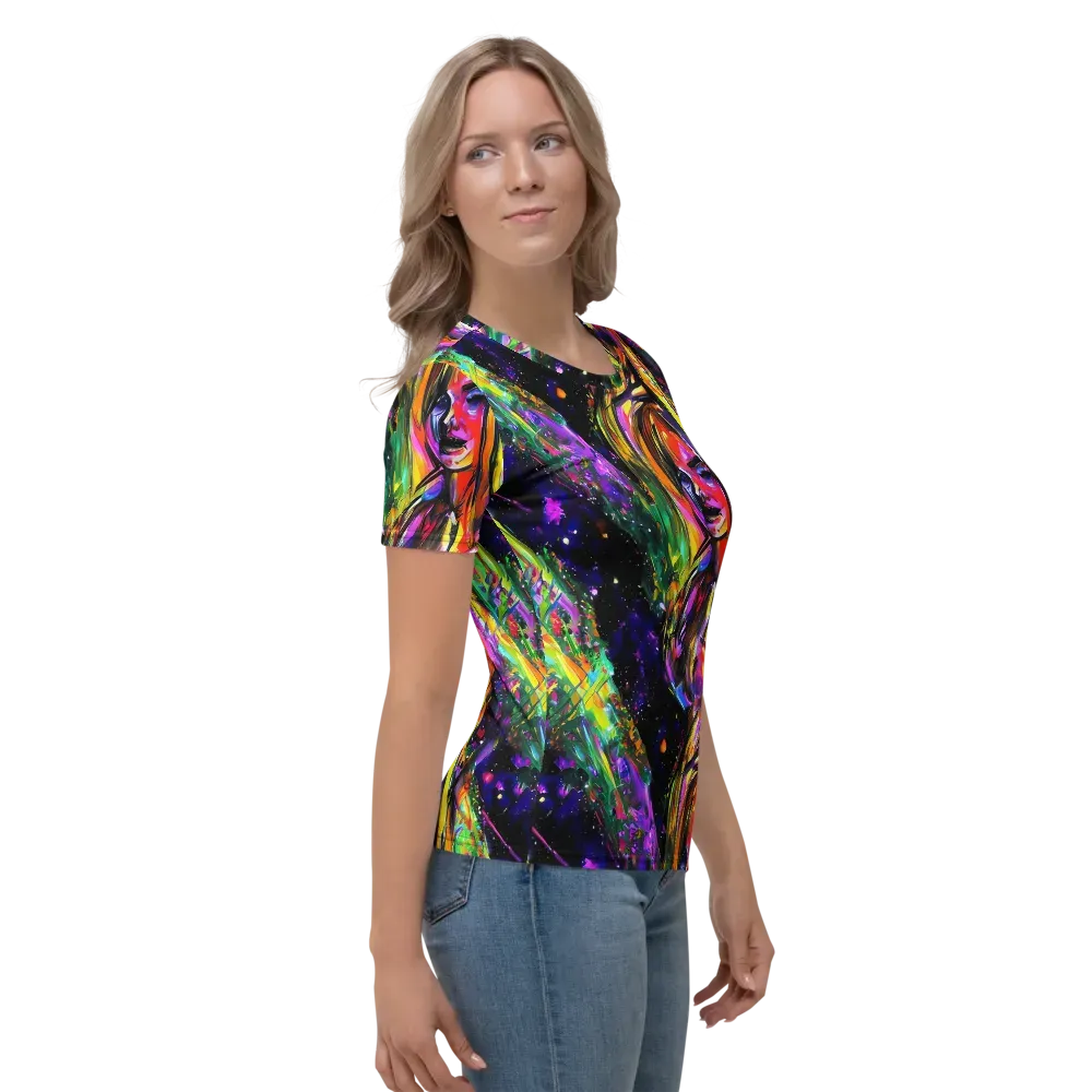 Galactic Flamenco on Women's Crew Neck T-Shirt — Right