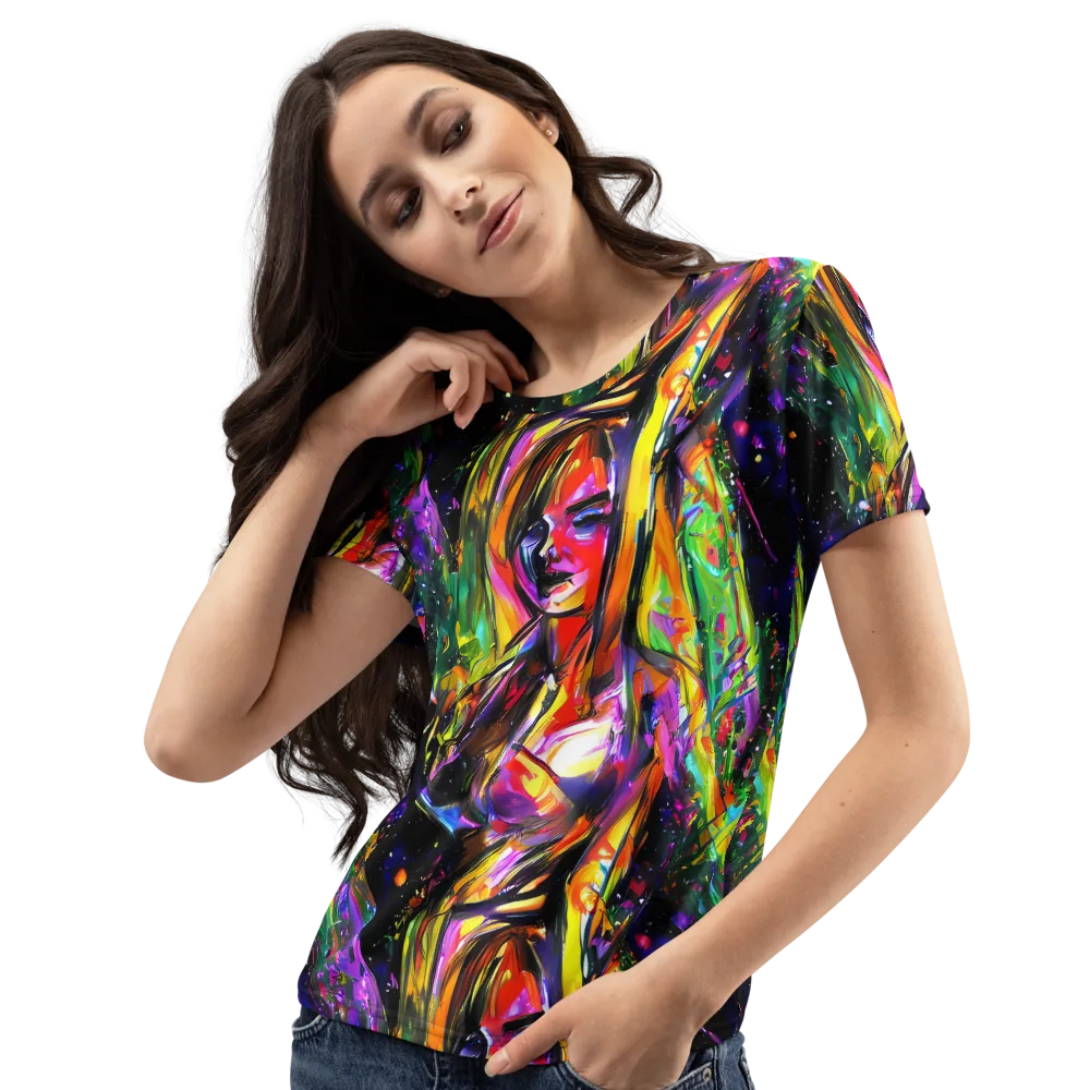 Galactic Flamenco on Women's Crew Neck T-Shirt — Left Front