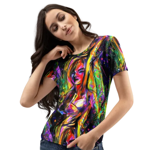Galactic Flamenco on a Women's Crew Neck T-Shirt