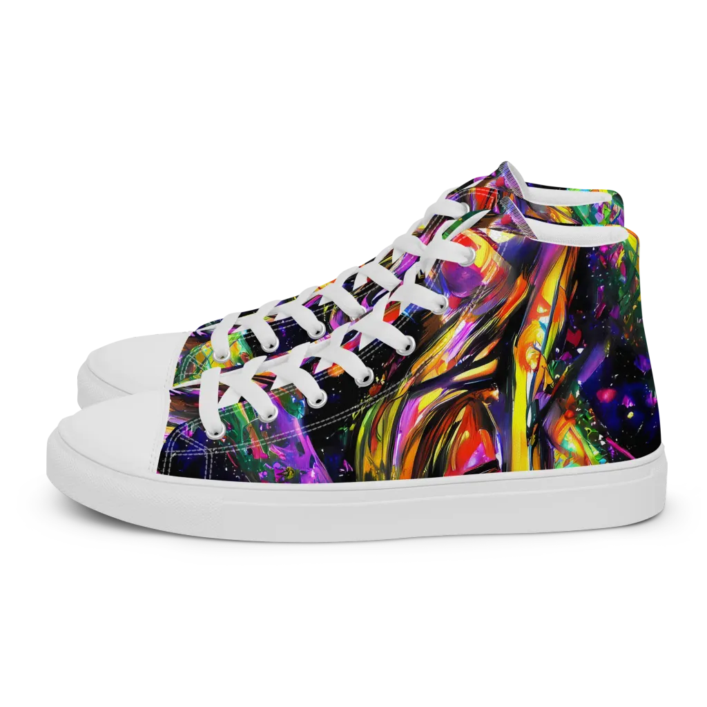 Galactic Flamenco on Women's High Top Canvas Shoes — Left