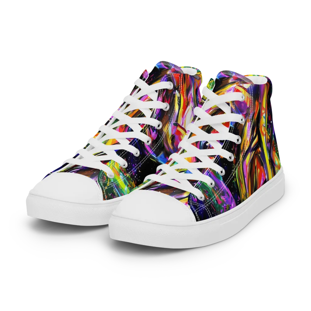 Galactic Flamenco on Women's High Top Canvas Shoes — Left Front