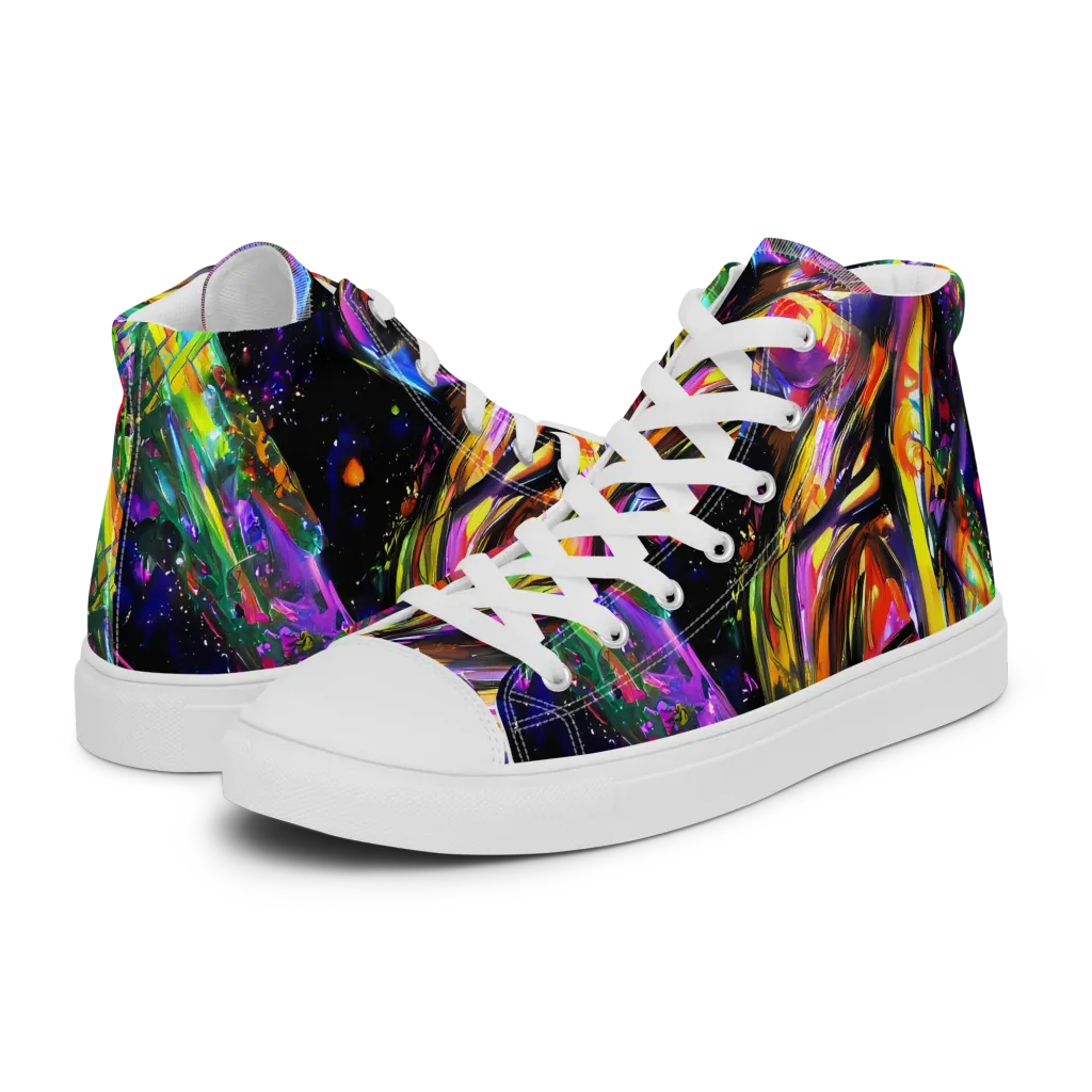 Galactic Flamenco on Women's High Top Canvas Shoes — Left