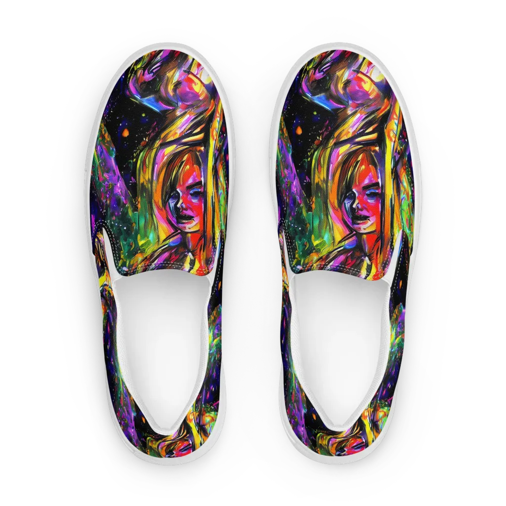 Galactic Flamenco on Men's Slip-On Canvas Shoes — Front