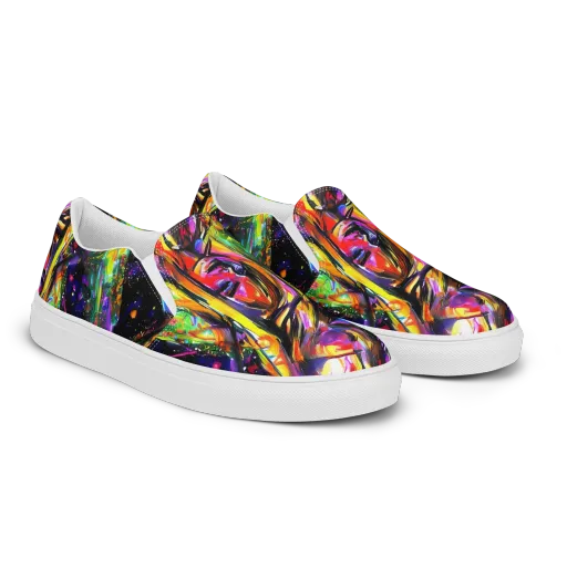 Galactic Flamenco on a Men's Slip-On Canvas Shoes