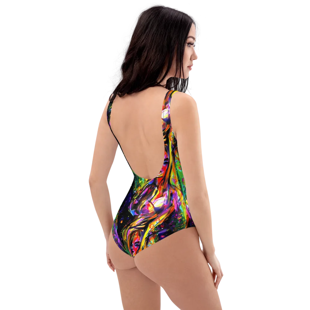 Galactic Flamenco on One-Piece Swimsuit — Right Back